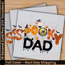 Load image into Gallery viewer, a picture of a halloween card with the words socksy dad on it
