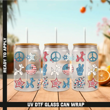 Load image into Gallery viewer, America UV DTF Wrap For 4th Of July Glass Cup 16oz Glass Cup Cute Stickers For July Cups Gift Sticker Cup For Fourth
