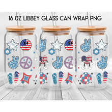 Load image into Gallery viewer, America UV DTF Wrap For 4th Of July Glass Cup 16oz Glass Cup Cute Stickers For July Cups Gift Sticker Cup For Fourth
