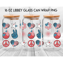 Load image into Gallery viewer, America UV DTF Wrap For 4th Of July Glass Cup 16oz Glass Cup Cute Stickers For July Cups Gift Sticker Cup For Fourth
