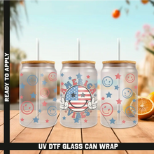 Load image into Gallery viewer, America UV DTF Wrap For 4th Of July Glass Cup 16oz Glass Cup Cute Stickers For July Cups Gift Sticker Cup For Fourth
