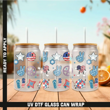 Load image into Gallery viewer, America UV DTF Wrap For 4th Of July Glass Cup 16oz Glass Cup Cute Stickers For July Cups Gift Sticker Cup For Fourth
