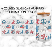 Load image into Gallery viewer, America UV DTF Wrap For 4th Of July Glass Cup 16oz Glass Cup Cute Stickers For July Cups Gift Sticker Cup For Fourth
