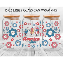 Load image into Gallery viewer, America UV DTF Wrap For 4th Of July Glass Cup 16oz Glass Cup Cute Stickers For July Cups Gift Sticker Cup For Fourth
