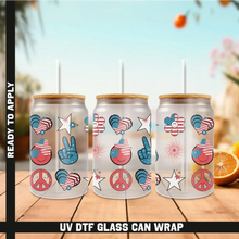 Load image into Gallery viewer, America UV DTF Wrap For 4th Of July Glass Cup 16oz Glass Cup Cute Stickers For July Cups Gift Sticker Cup For Fourth
