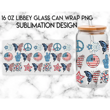 Load image into Gallery viewer, America Vibes UV DTF Wrap For 4th Of July Glass Cup 16oz Glass Cup Cute Stickers For July Cups Gift Sticker Cup
