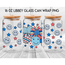 Load image into Gallery viewer, America Vibes UV DTF Wrap For 4th Of July Glass Cup 16oz Glass Cup Cute Stickers For July Cups Gift Sticker Cup
