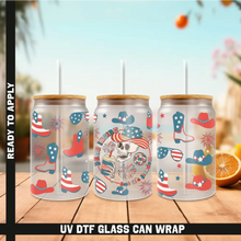 Load image into Gallery viewer, America Vibes UV DTF Wrap For 4th Of July Glass Cup 16oz Glass Cup Cute Stickers For July Cups Gift Sticker Cup
