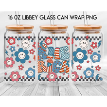 Load image into Gallery viewer, America Vibes UV DTF Wrap For 4th Of July Glass Cup 16oz Glass Cup Cute Stickers For July Cups Gift Sticker Cup
