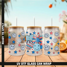 Load image into Gallery viewer, America Vibes UV DTF Wrap For 4th Of July Glass Cup 16oz Glass Cup Cute Stickers For July Cups Gift Sticker Cup
