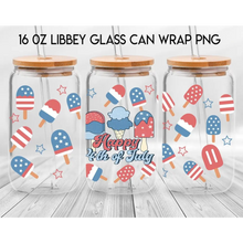 Load image into Gallery viewer, America Vibes UV DTF Wrap For 4th Of July Glass Cup 16oz Glass Cup Cute Stickers For July Cups Gift Sticker Cup
