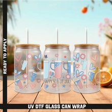 Load image into Gallery viewer, America Vibes UV DTF Wrap For 4th Of July Glass Cup 16oz Glass Cup Cute Stickers For July Cups Gift Sticker Cup
