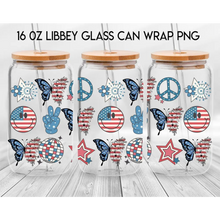 Load image into Gallery viewer, America Vibes UV DTF Wrap For 4th Of July Glass Cup 16oz Glass Cup Cute Stickers For July Cups Gift Sticker Cup
