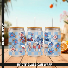 Load image into Gallery viewer, America Vibes UV DTF Wrap For 4th Of July Glass Cup 16oz Glass Cup Cute Stickers For July Cups Gift Sticker Cup
