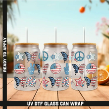 Load image into Gallery viewer, America Vibes UV DTF Wrap For 4th Of July Glass Cup 16oz Glass Cup Cute Stickers For July Cups Gift Sticker Cup
