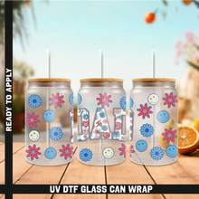 Load image into Gallery viewer, America Vibes UV DTF Wrap For 4th Of July Glass Cup 16oz Glass Cup Cute Stickers For July Cups Gift Sticker Cup
