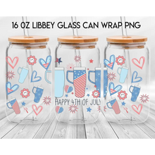 Load image into Gallery viewer, America Vibes UV DTF Wrap For 4th Of July Glass Cup 16oz Glass Cup Cute Stickers For July Cups Gift Sticker Cup
