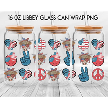 Load image into Gallery viewer, America Vibes UV DTF Wrap For 4th Of July Glass Cup 16oz Glass Cup Cute Stickers For July Cups Gift Sticker Cup
