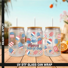 Load image into Gallery viewer, America Vibes UV DTF Wrap For 4th Of July Glass Cup 16oz Glass Cup Cute Stickers For July Cups Gift Sticker Cup
