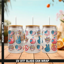 Load image into Gallery viewer, America Vibes UV DTF Wrap For 4th Of July Glass Cup 16oz Glass Cup Cute Stickers For July Cups Gift Sticker Cup
