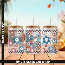 Load image into Gallery viewer, America Vibes UV DTF Wrap For 4th Of July Glass Cup 16oz Glass Cup Cute Stickers For July Cups Gift Sticker Cup
