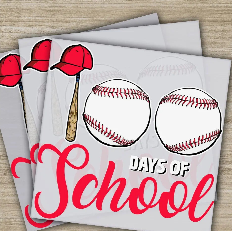 Baseball Balls 100 Days Of School Transfers Ready to Press Personalized DTF Transfers 100 Days Of School Gifts Heat