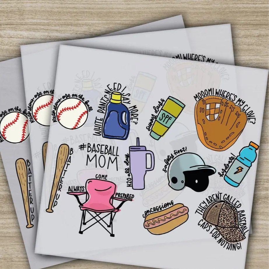 Baseball Mom Baseball Gift Baseball Season Ready to Press Personalized DTF Transfer High Quality Heat Press DTF Transfer
