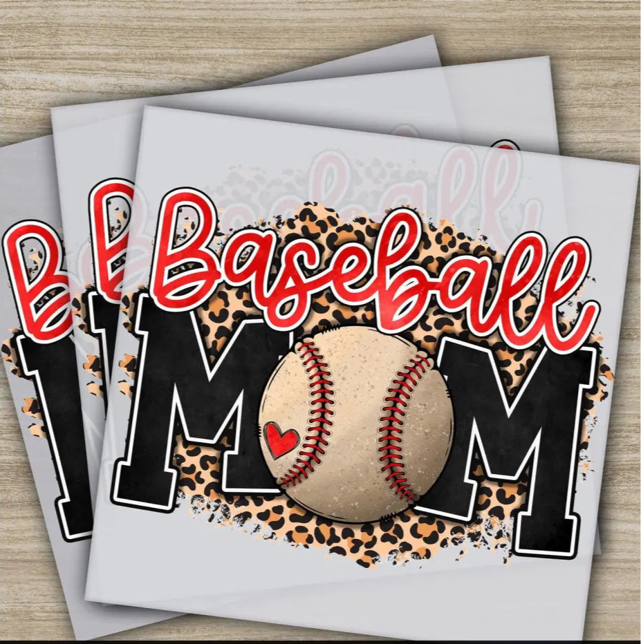 Baseball Mom Leopard Heart Baseball Transfers Ready to Press Personalized DTF Transfers Sport Gifts Heat Press DTF