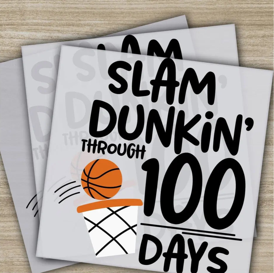 Basketball 100 Days Of School Transfers Ready to Press Personalized DTF Transfers 100 Days Of School Gifts Heat Press