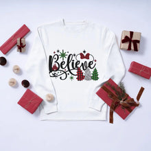 Load image into Gallery viewer, Believe Christmas Tree DTF Transfers Ready to Press Personalized Direct to Film Sublimation Screen Prints Fast Shipping
