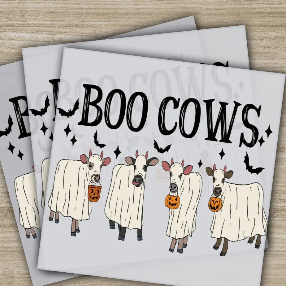 Boo Cows Halloween Transfers Ready to Press Personalized DTF Transfers For Family Gifts Heat Press DTF Transfers