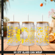 Load image into Gallery viewer, a set of three glasses with yellow butterflies on them
