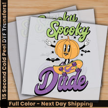 Load image into Gallery viewer, a pair of halloween cards with a pumpkin riding a skateboard
