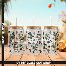 Load image into Gallery viewer, Cactus Flower Premium UV DTF Wrap For Glass Cup 16oz Glass Cup Cute Stickers For Cups Gift Sticker Cup For Coffee Cup,
