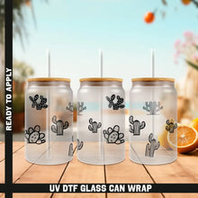 Load image into Gallery viewer, Cactus Premium UV DTF Wrap For Glass Cup 16oz Glass Cup Cute Stickers For Cups Gift Sticker Cup
