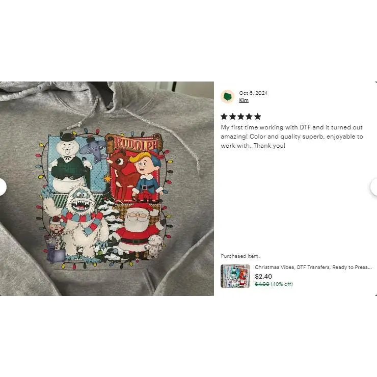 Cat Christmas DTF Transfers Ready to Press Personalized Gifts Direct to Film Sublimation Screen Prints Fast Shipping