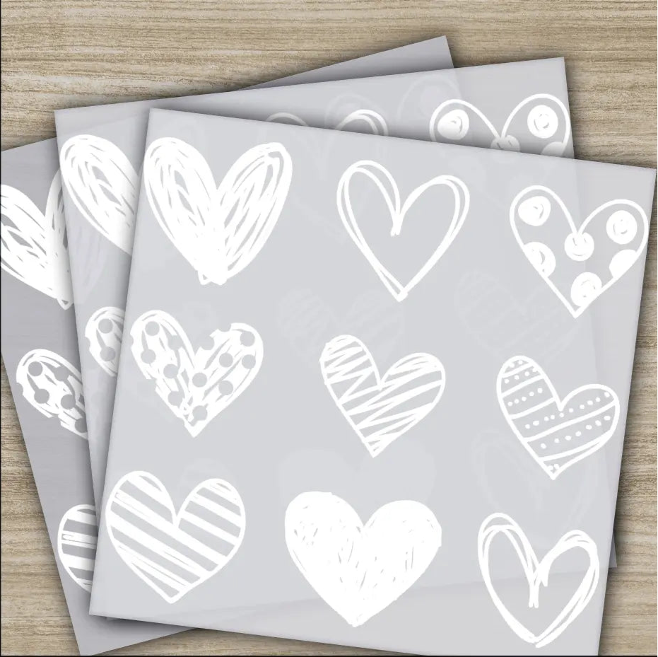 Charcoal Hearts Valentine’s Day Transfer Ready to Press Personalized DTF Transfer Valentines Gift High Quality Heat