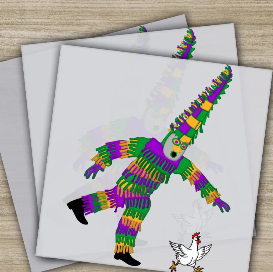 Chicken Mardi Gras Transfers Ready to Press Personalized DTF Transfers Mardi Gras Gifts High Quality Heat Press DTF