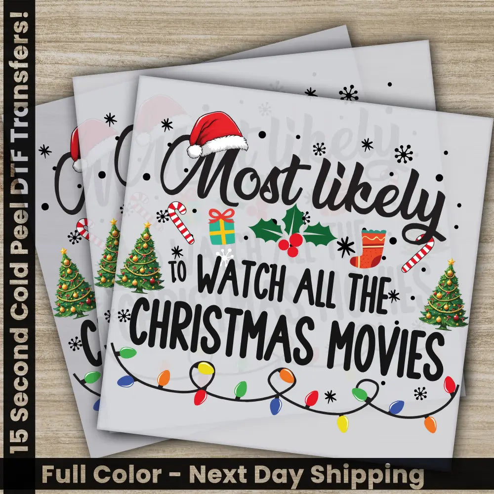 Christmas Movies DTF Transfers Ready to Press Personalized Gifts Direct to Film Sublimation Screen Prints Fast Shipping