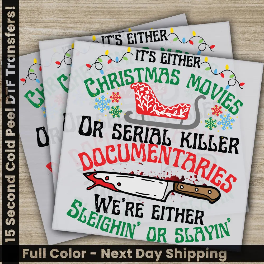 Christmas Movies Xmas DTF Transfers Ready to Press Personalized Gifts Direct to Film Sublimation Screen Prints Fast
