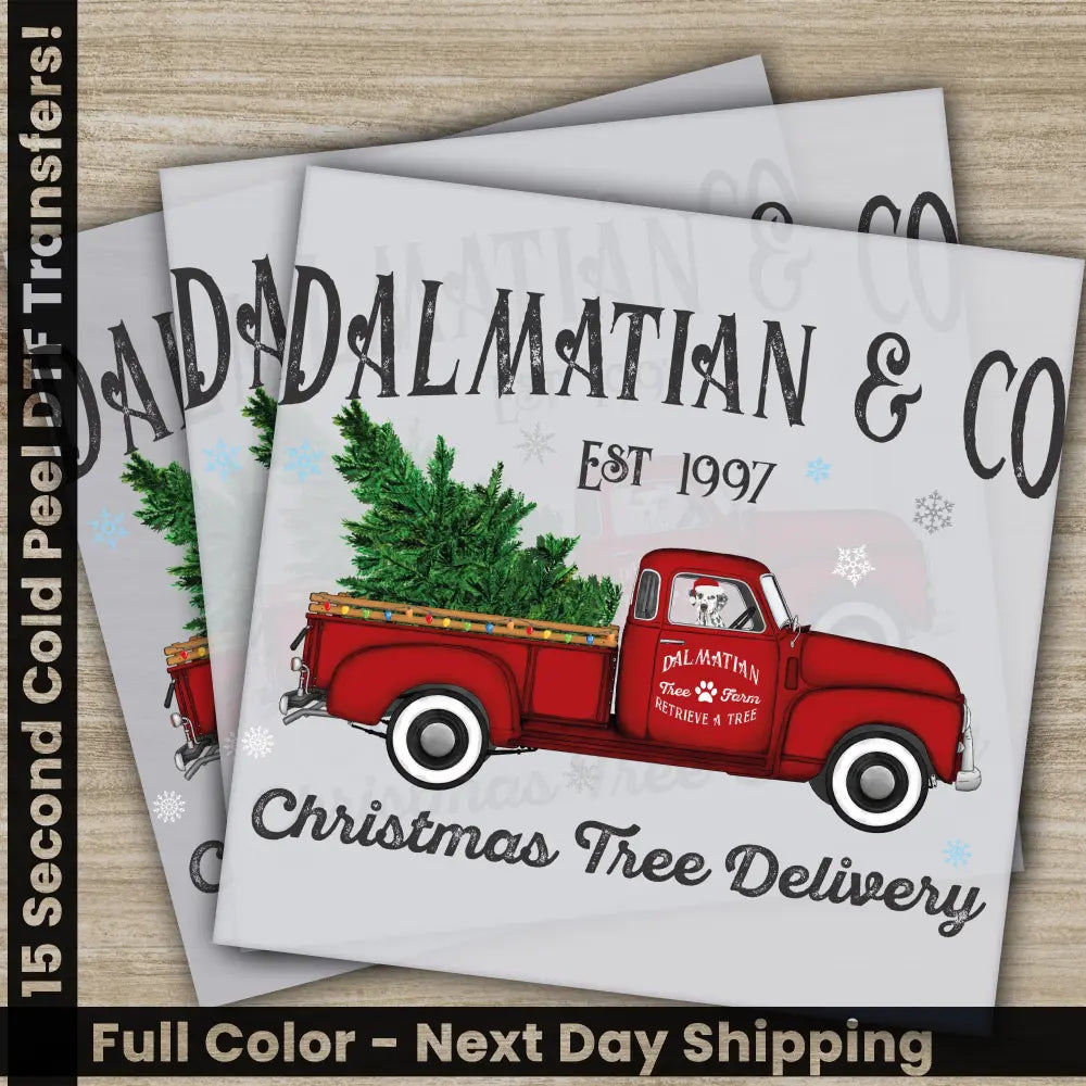 Christmas Tree Delivery DTF Transfers Ready to Press Personalized Gifts Direct to Film Sublimation Screen Prints Fast