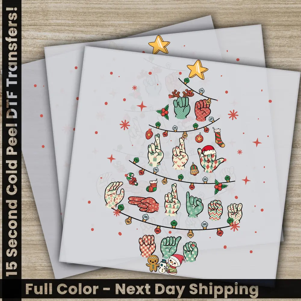 Christmas Tree DTF Transfers Ready to Press Personalized Gifts Direct to Film Sublimation Screen Prints,
