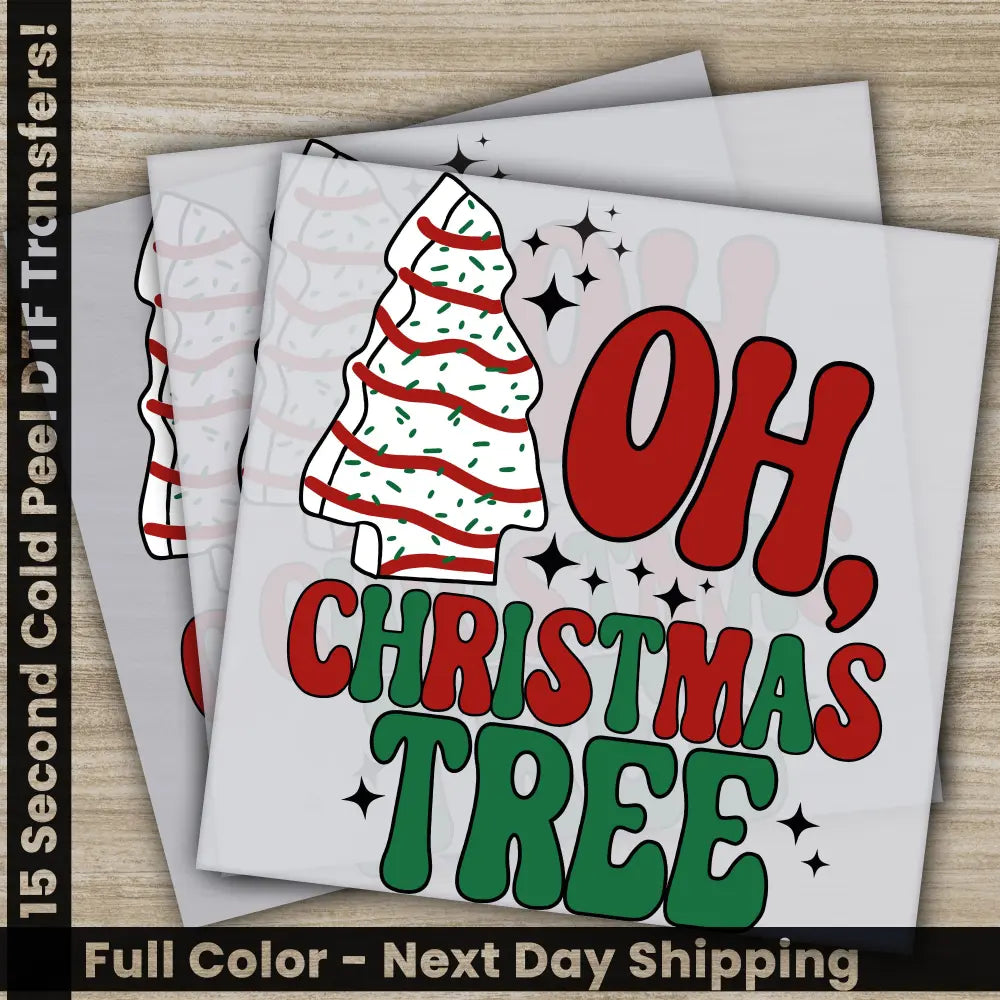 Christmas Tree DTF Transfers Ready to Press Personalized Gifts Direct to Film Sublimation Screen Prints Fast Shipping