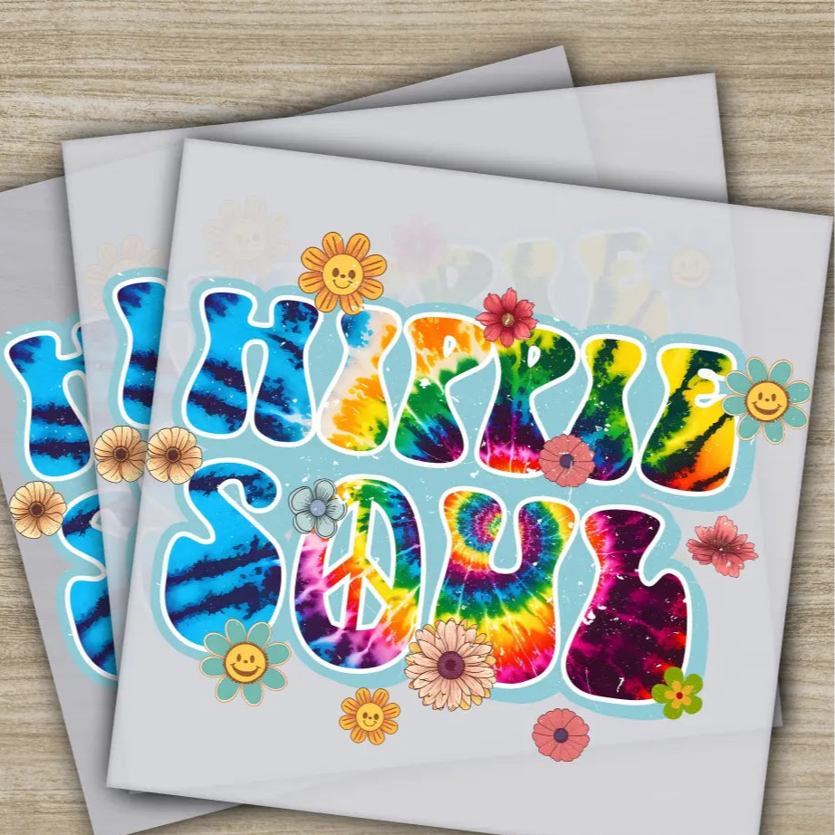 Colorful Flowers Love Peace Hippie Soul Ready to Press Personalized DTF Transfers Heat Press DTF Transfer