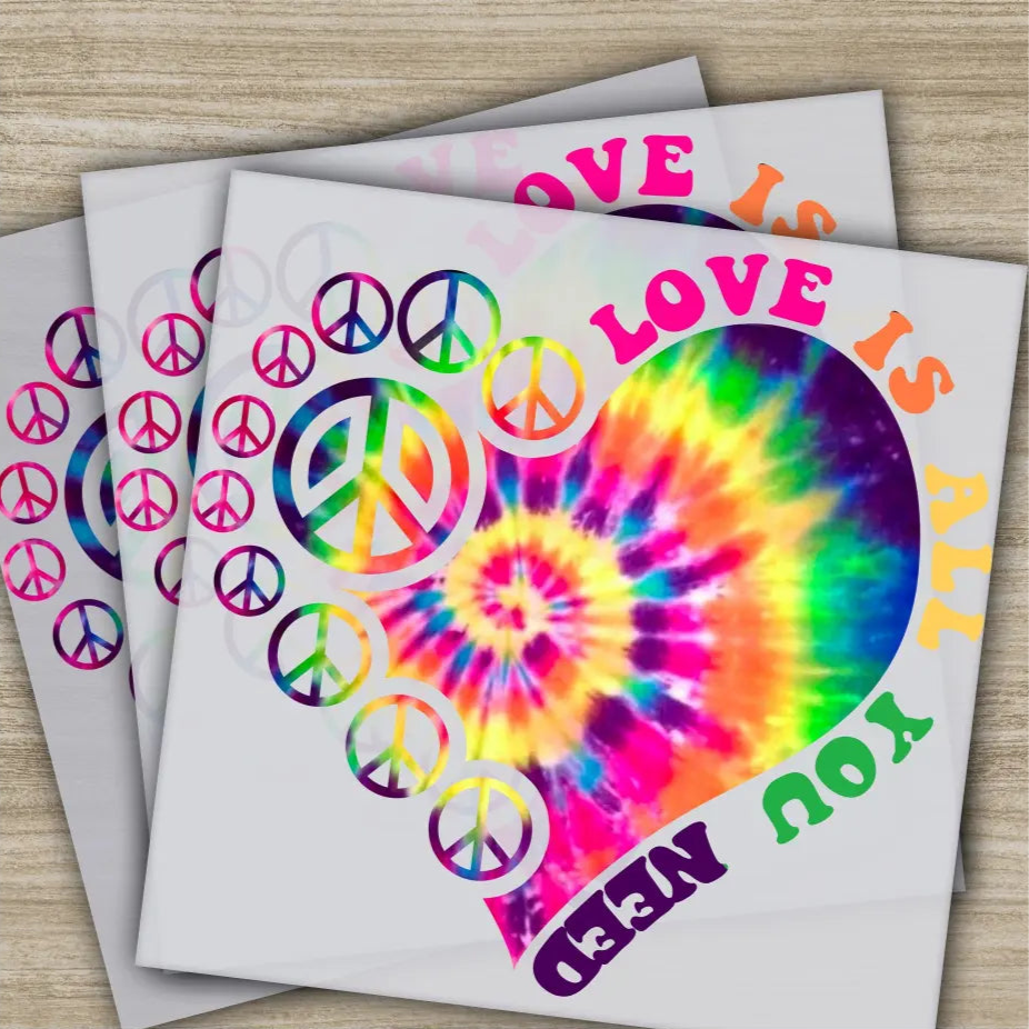 Colorful Flowers Love Peace Hippie Soul Ready to Press Personalized DTF Transfers Heat Press DTF Transfer