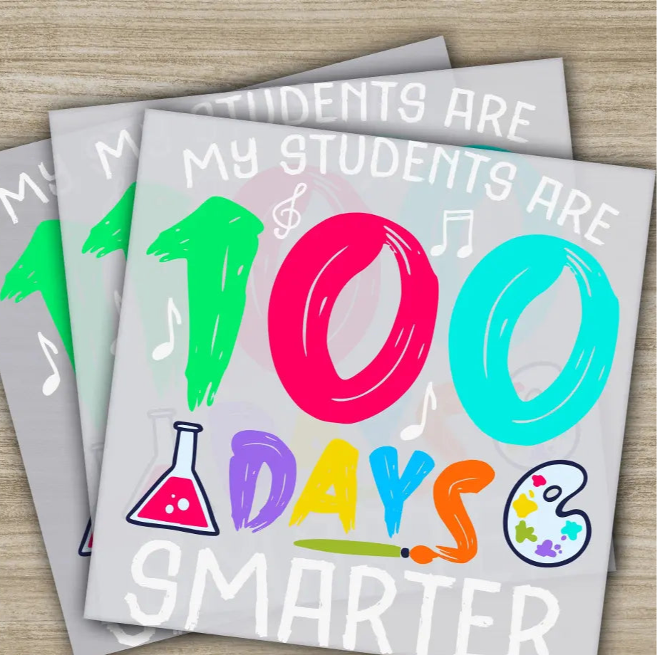Colorful Smarter 100 Days Of School Transfer Ready to Press Personalized DTF Transfer 100 Days Of School Gifts Heat