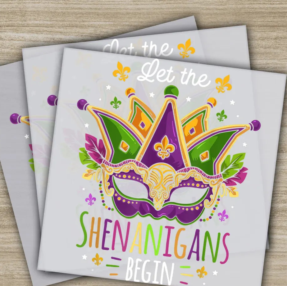 Costume Mask Mardi Gras Transfers Ready to Press Personalized DTF Transfers Mardi Gras Gifts High Quality Heat Press