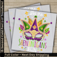 Load image into Gallery viewer, Costume Mask Mardi Gras Transfers Ready to Press Personalized DTF Transfers Mardi Gras Gifts High Quality Heat Press
