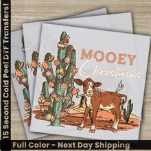 Load image into Gallery viewer, Cow Mooey Christmas DTF Transfers Ready to Press Personalized Direct to Film Sublimation Screen Prints Fast Shipping
