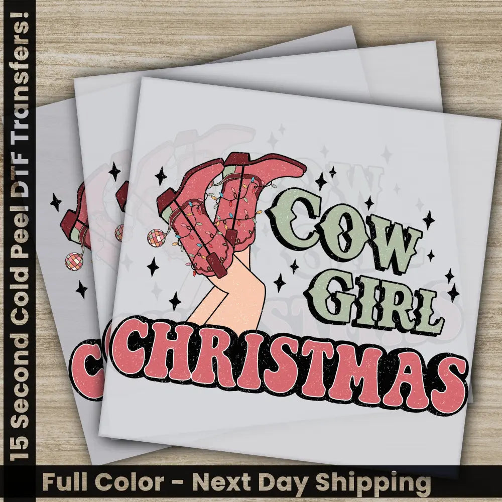 Cowgirl Christmas PNG Christmas DTF Transfers Personalized Gifts Ready to Press High Quality Fast Shipping Western PNG
